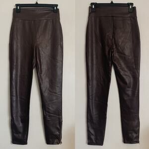 Brown Abercrombie Faux Leather Zipper Leggings S